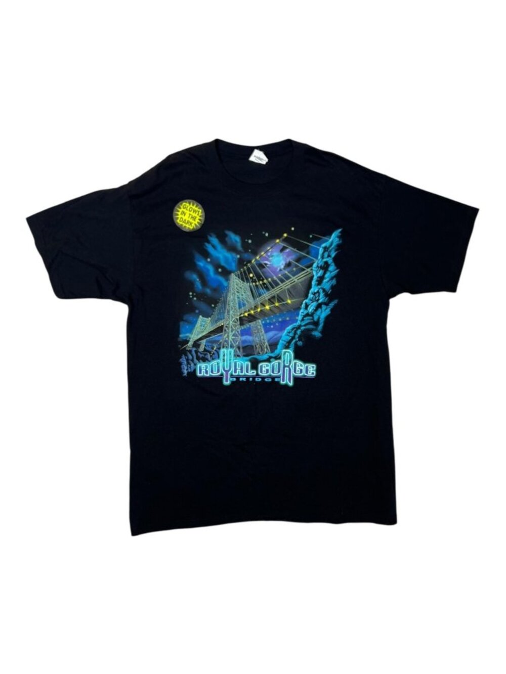 Vintage Royal Gorge Bridge T-Shirt Mens XL Black Glow In The Dark Souvenir